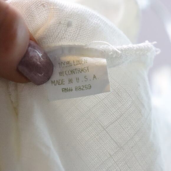 Subtle Tones Linen Tunic Top White Raw Hem Pullover S/M Made in USA - Picture 7 of 7